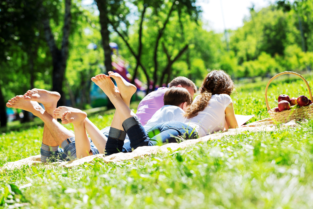 kids laying on a blanket in a park - Inside Pigeon Forge TN